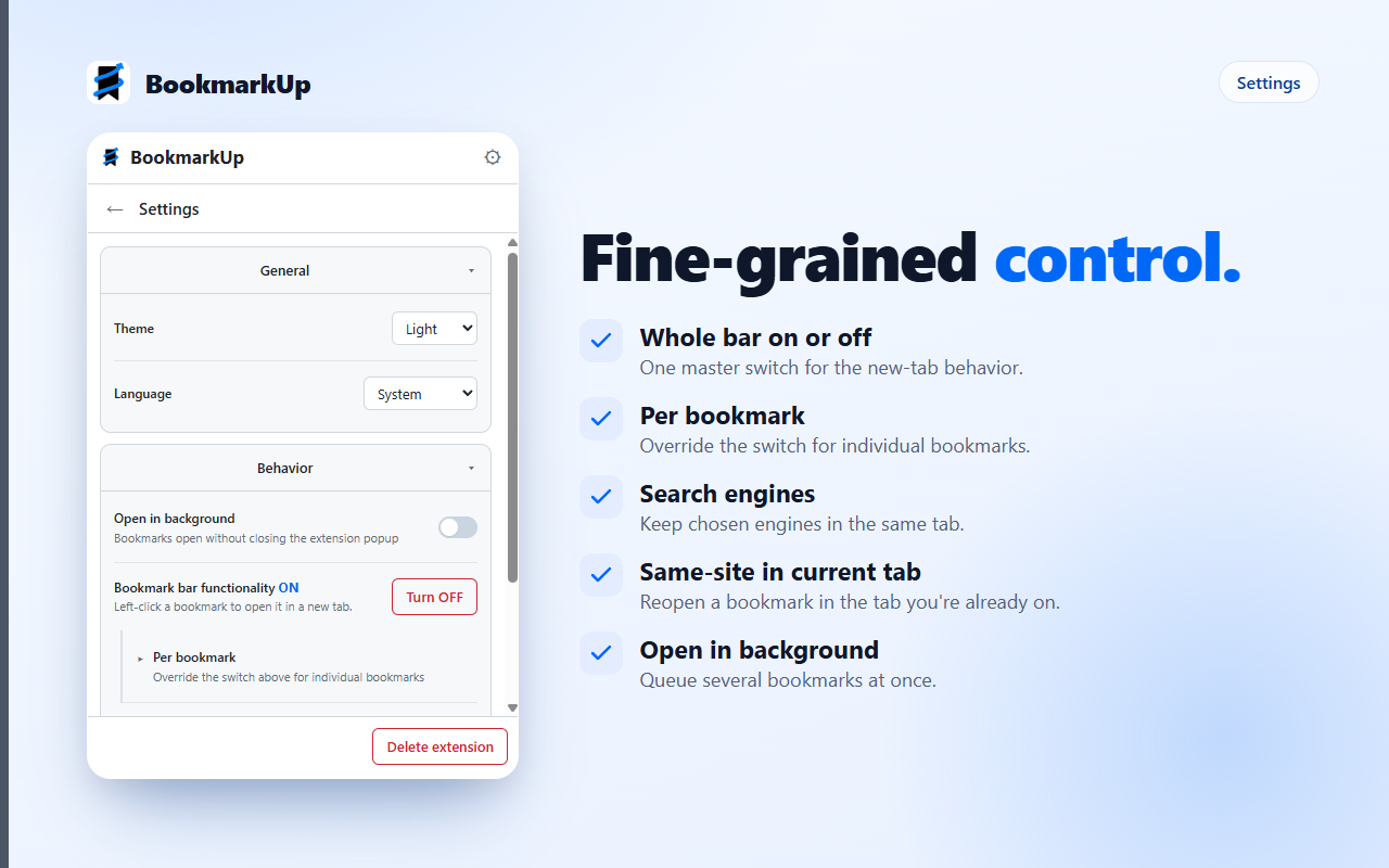 Fine-grained control in Settings