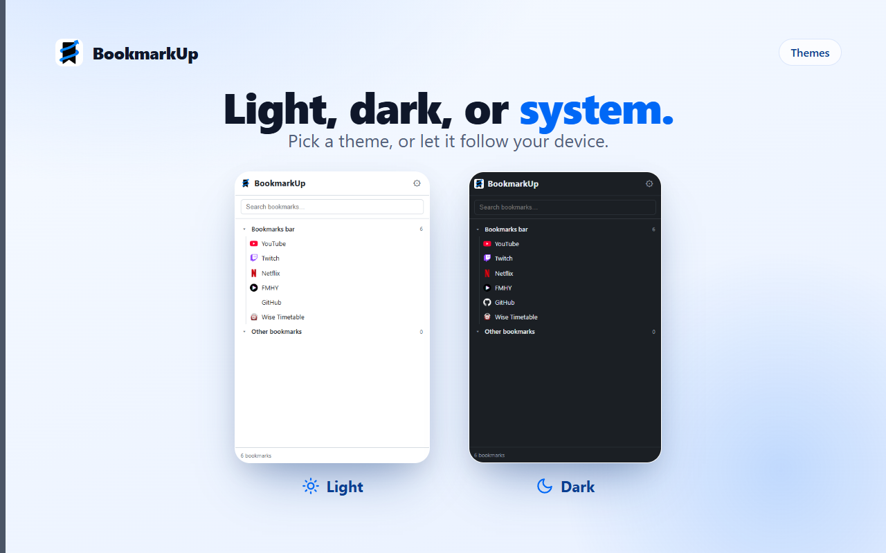 Light, dark, or system theme